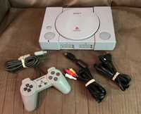 PlayStation 1 com Comando e Cabos