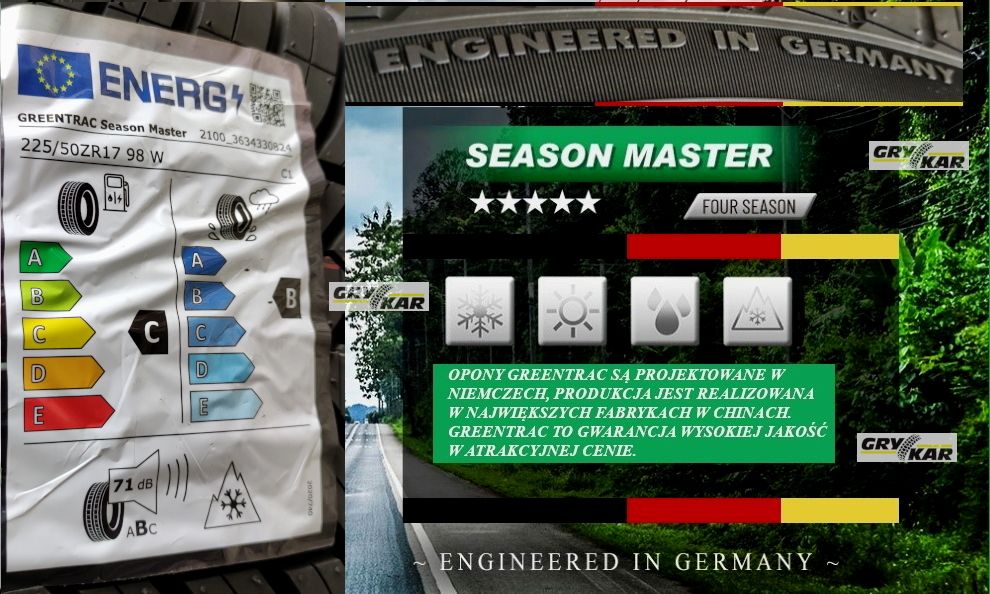 Opony 225/50R17 Greentrac Season Master 2025r C/B/71dB 3 lata gwar.