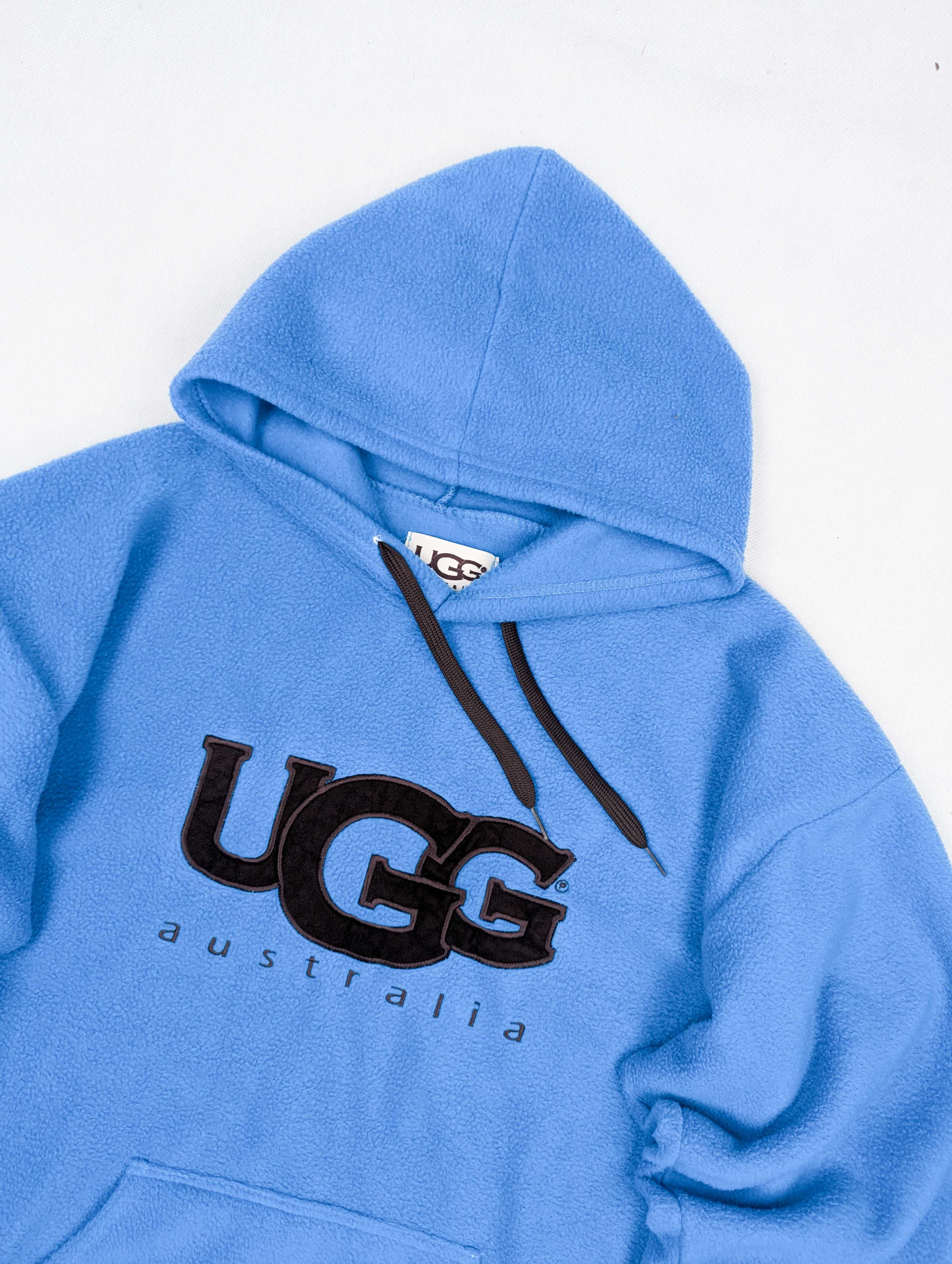 Ugg niebieska bluza polar z kapturem XL logo