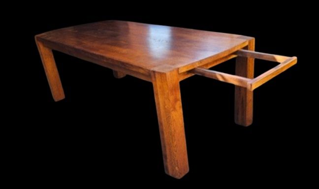 Piękny stół dębowy z krzesłami Ludwik Styl – lite drewno, rozkładany,