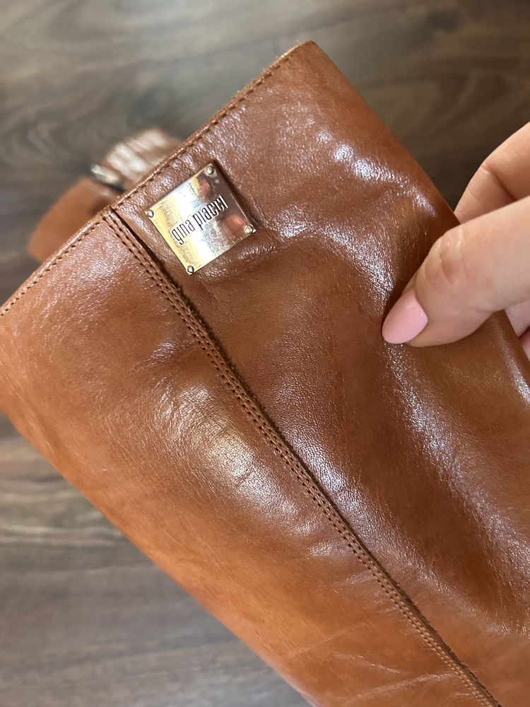 Brązowe wysokie kozaki Gina Piacci r. 39 skóra naturalna kolor rudy