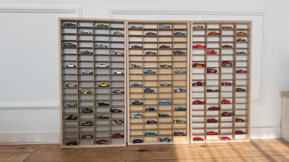 drewniana półka EKSPOZYTOR regał na resoraki HOT WHEELS 72 autka