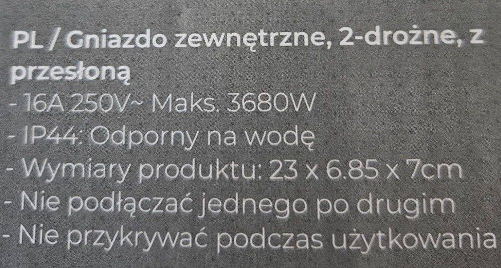 Zewnętrzne gniazdo stojące podwójne (na  balkon, taras, ogród)