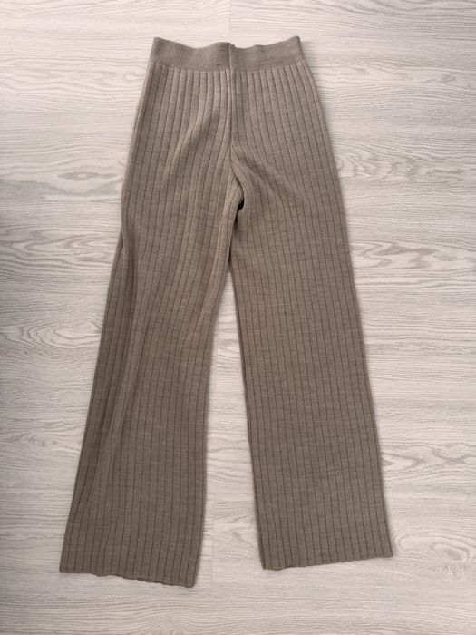 Теплі штани палаццо в рубчик