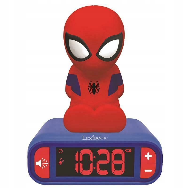 Lampka nocna SpiderMan BUDZIK zegar 3D figurka