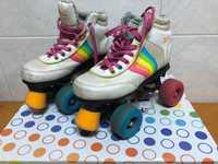 Patins Rollerskate Rainbow White