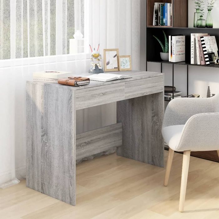 Vidaxl Biurko, Szary Dąb Sonoma 101X50X76,5 Cm Materiał Drewnopochodny