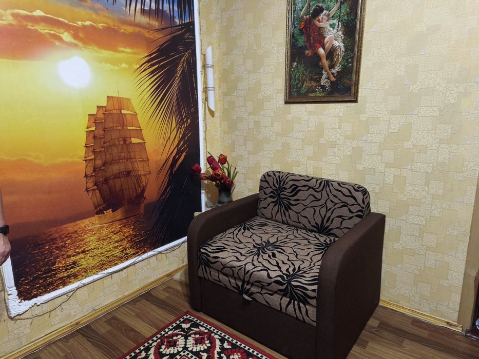 Кресло-диван раскладное мягкое Гном жаккард коричневый.