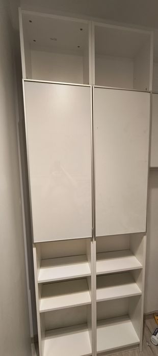 Regał Billy biały Ikea z nadstawką 237x40x30 i szklanymi frontami
