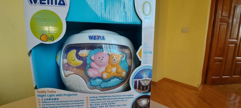 Нічний світильник нічник з проектором Weina "Двійнята Тедді"