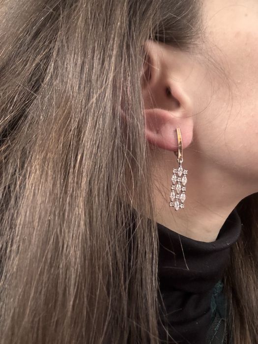 Срібні сережки 925 Золото 375 Фіаніти