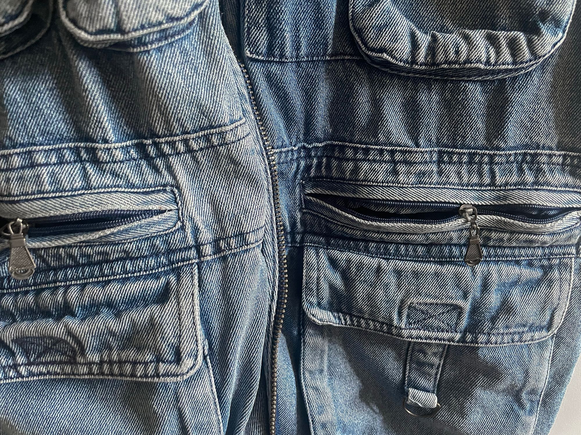 Kamizelka y2k jeans rybacka na ryby niebieska L bezrękawnik łowiecki