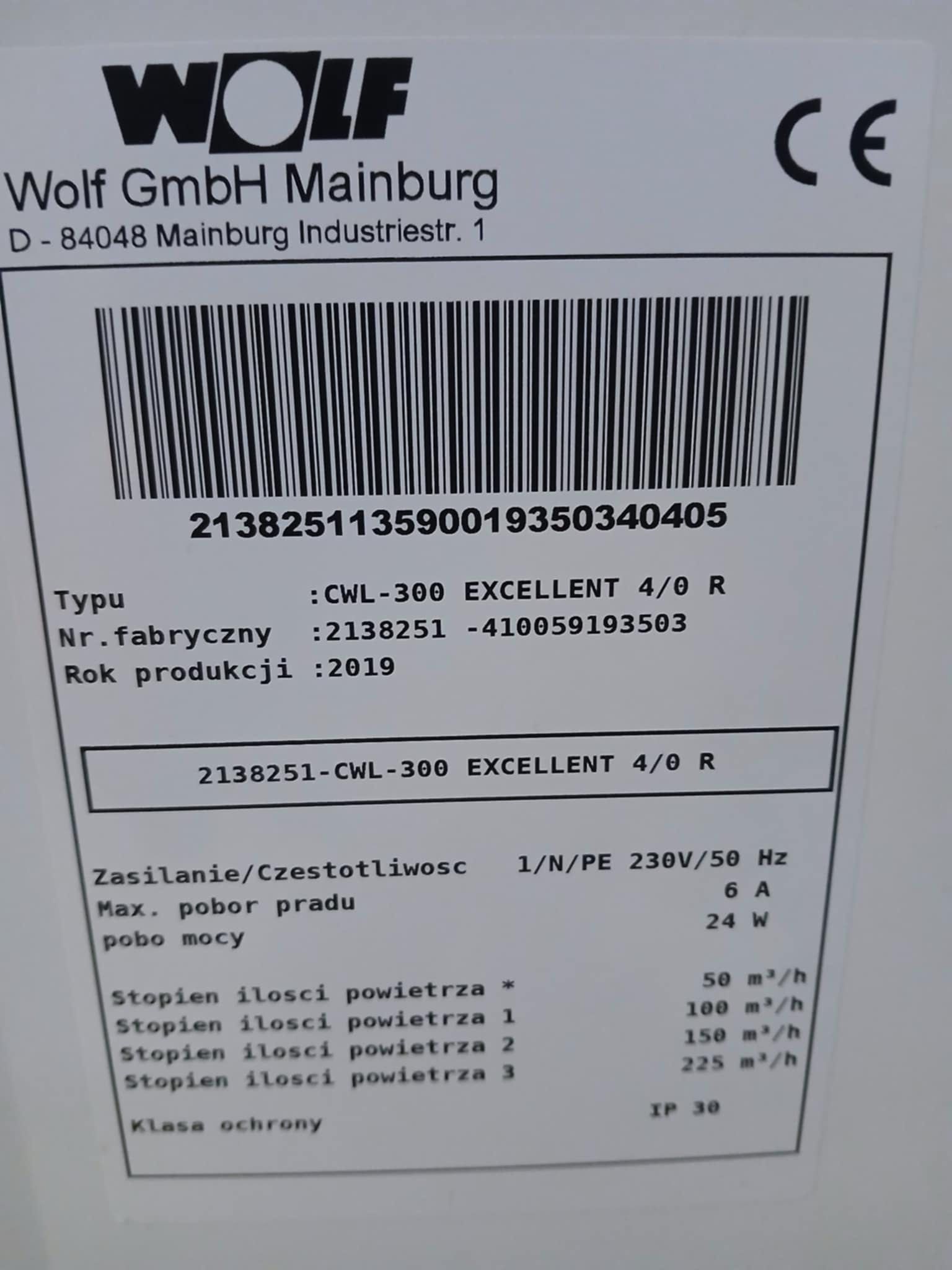 Rekuperator Wolf 300 excellent