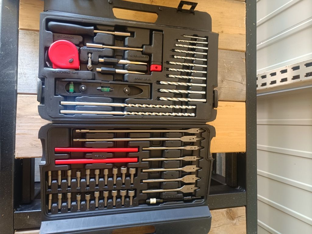 217pcs OKAZJAduży Zestaw bitów wierteł do metalu drewna  w walizce