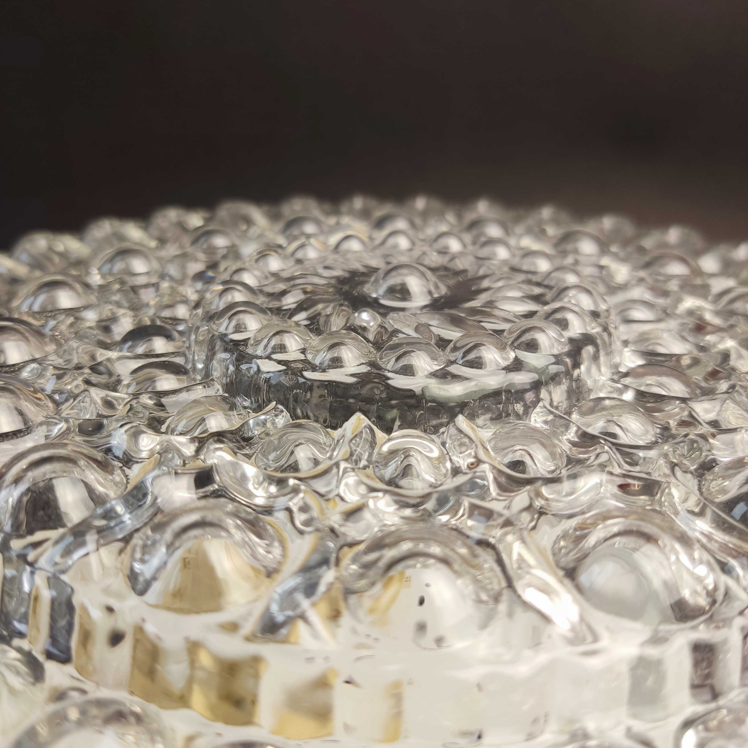 Duży plafon-kinkiet szklany okrągły , szkło "bubble glass" , stan bdb