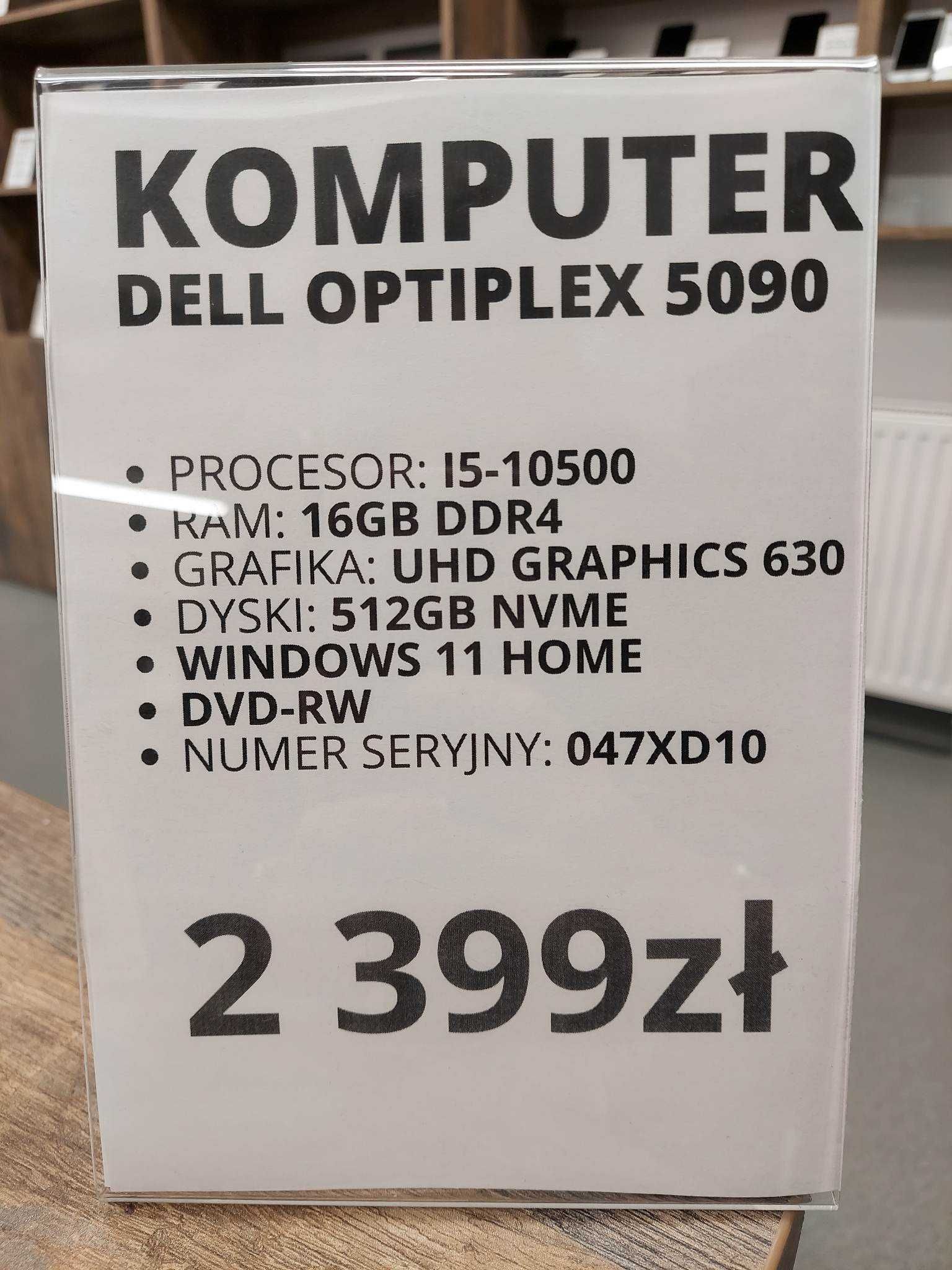 Komputer Dell Optiplex 5090 SFF i5-10500/16GB/512GB/WINDOWS gwarancja