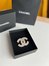 Broszka CC Chanel szampańskie złoto perły kryształki Wysyłka 24h