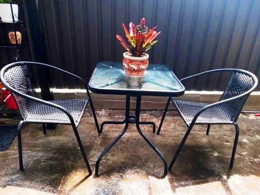 Комплект меблі садові Jumi квадратний стіл і два стільці техно ротанг