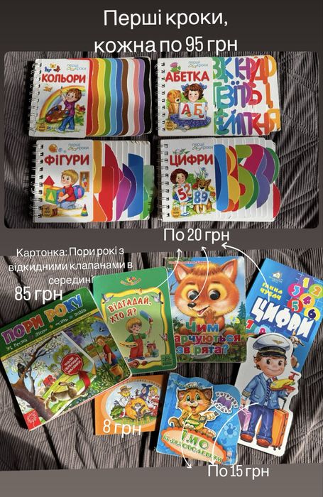 Розвиваючі книги картонки для малюків
