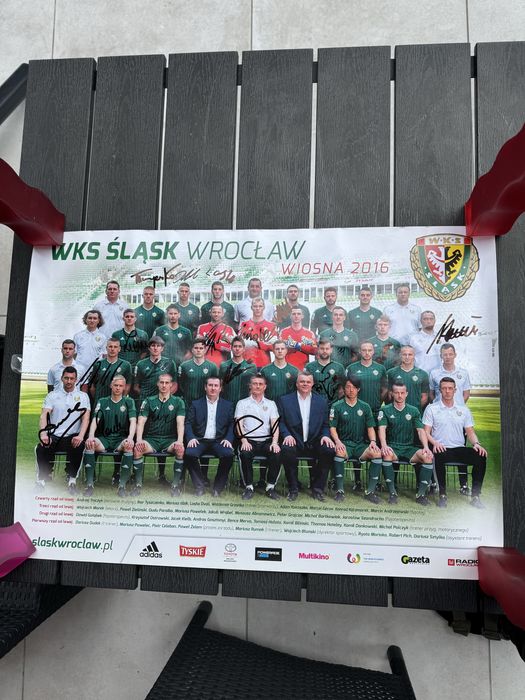 Plakat WKS ŚLĄSK WROCŁAW z podpisami