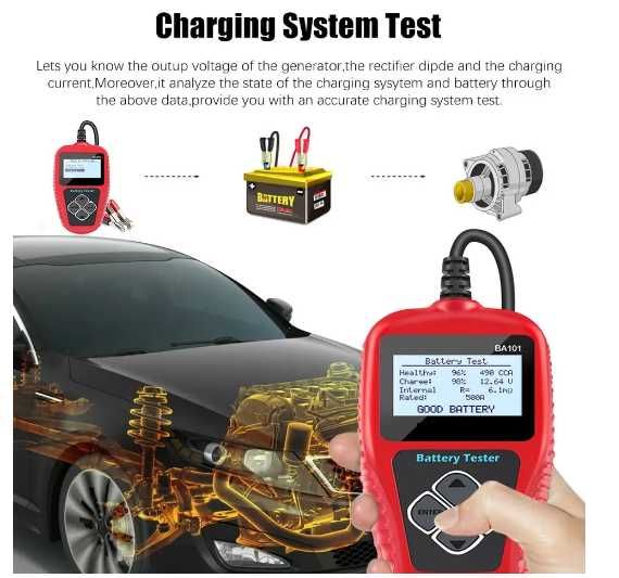 Тестер АКБ свинцово-кислотных BA101 12В 30-220Ah, Генераторов,