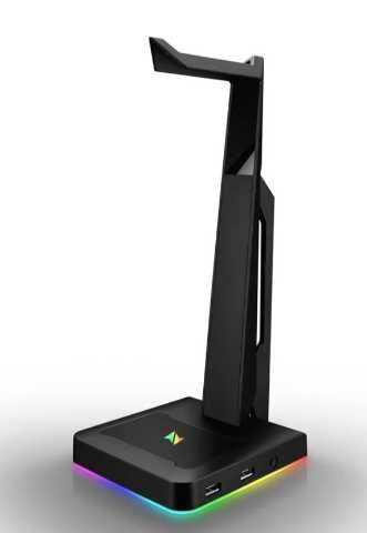 Suporte de Auscultadores Gaming NPLAY RGB 1.0 (Preto)