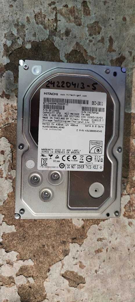 Жесткий диск Винчестер HDD 3 Tb / Тб HGST HDN724030ALE640 3.5" SATA3