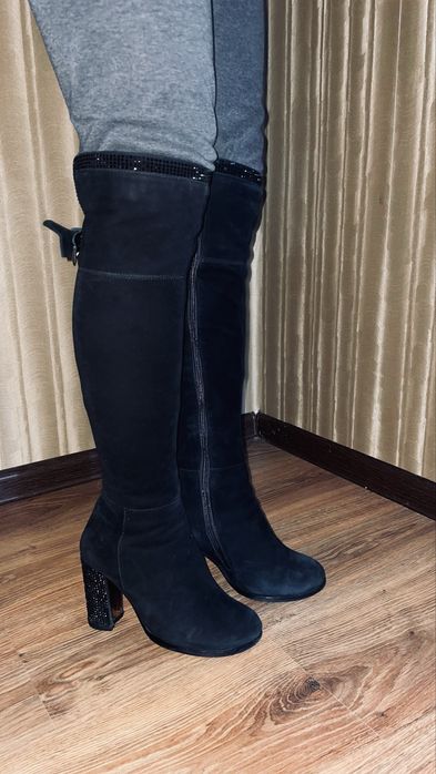 Сапоги замшеві натуральні Mea Balan чорні