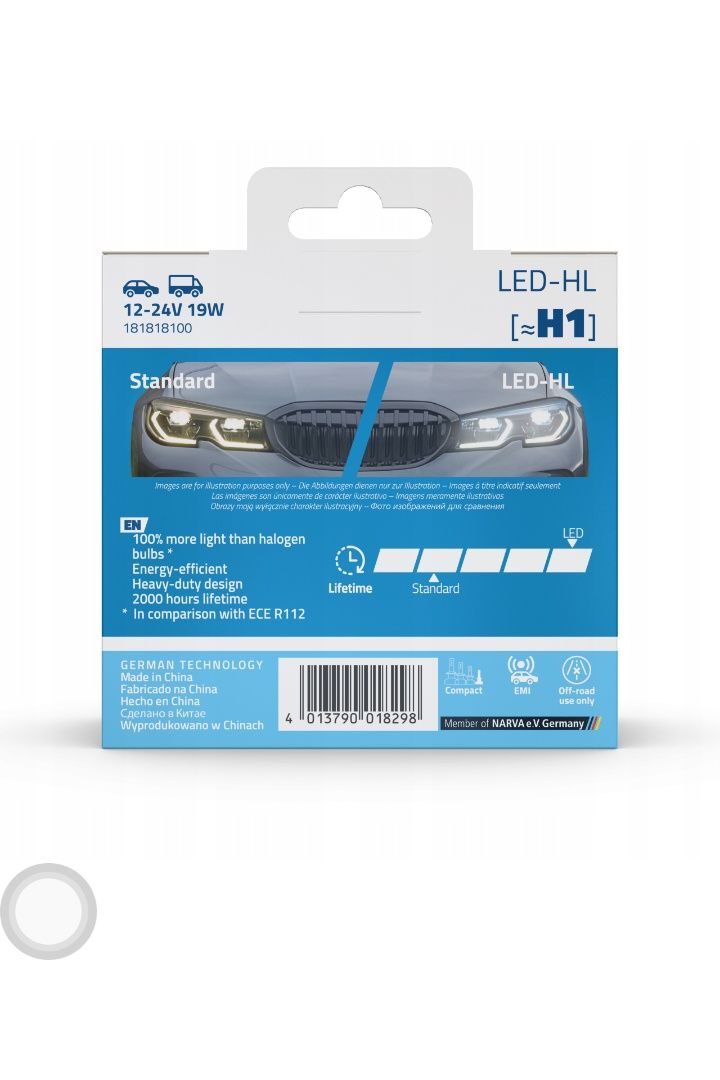 NARVA żarówki samochodowe LED H1 RANGE POWER ADVANCED 6000K 12V/24V