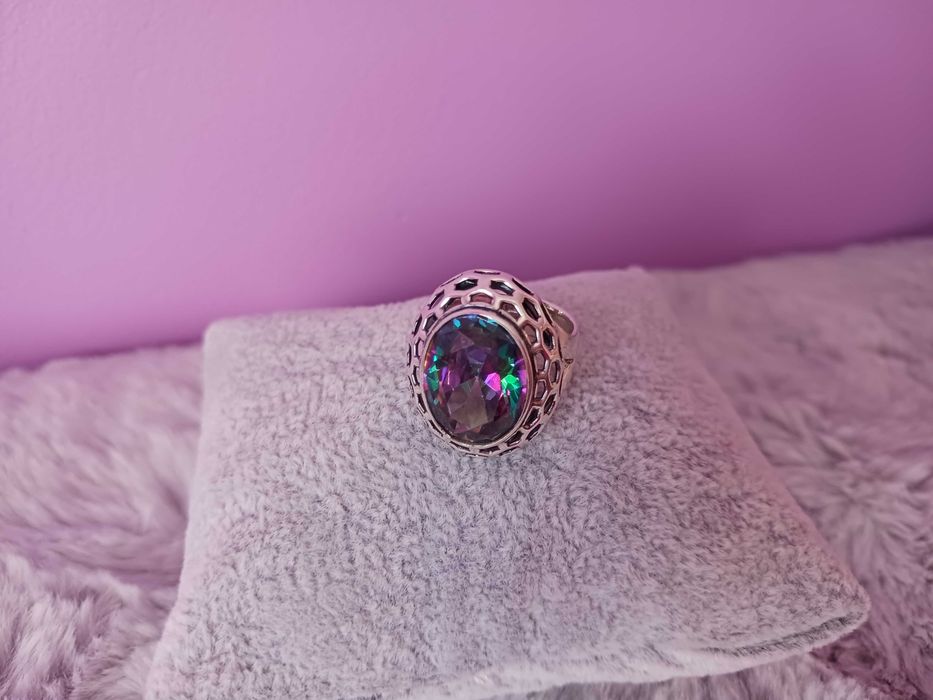 pierścionek srebrny mystic topaz regulowany