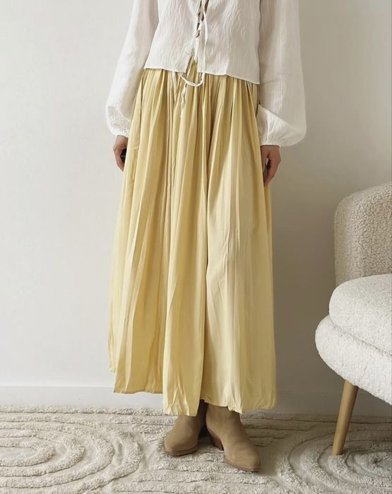 Лимонна максі спідниця-пліссе s