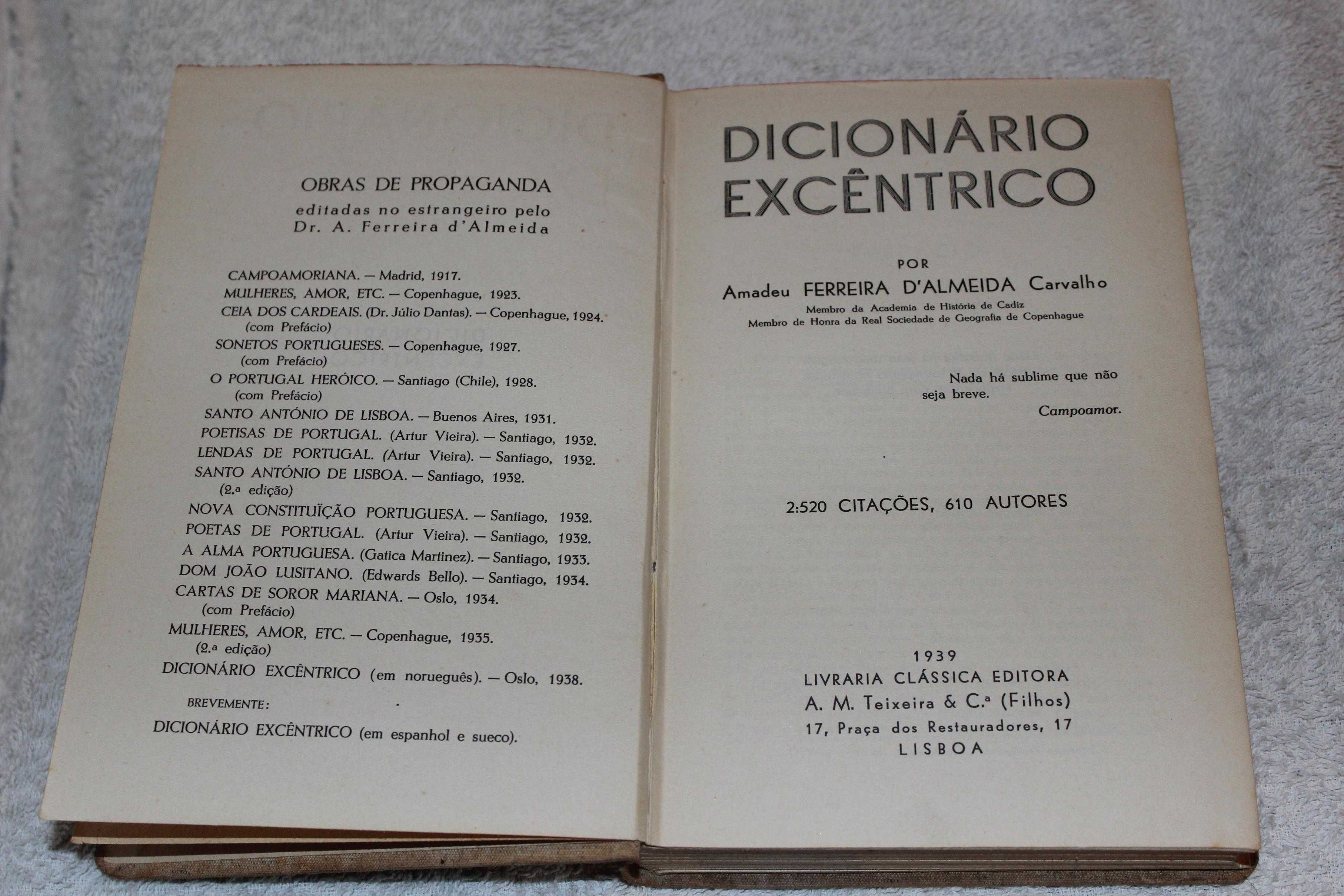 Dicionário excêntrico - Ferreira D'Almeida - 1939
