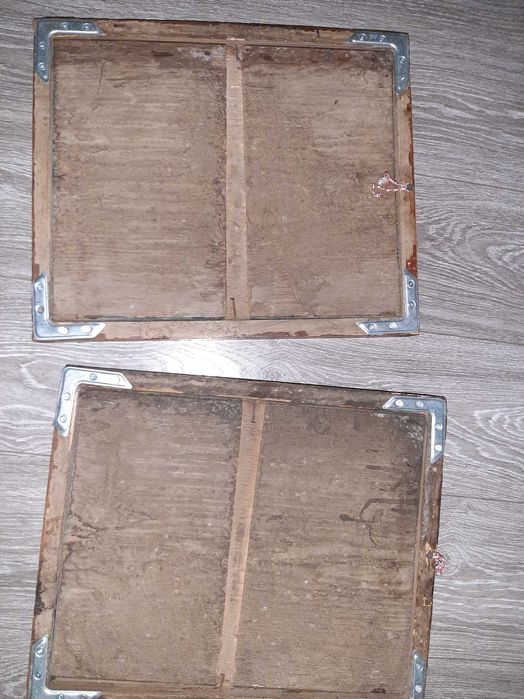 Икона Спаситель  и богородица 2 шт на дереве 43*36см 19 век