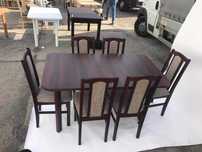 Nowe: STÓŁ 80x140/180 + 6 KRZESEŁ, orzech + cappuccino ,dostawa całaPL