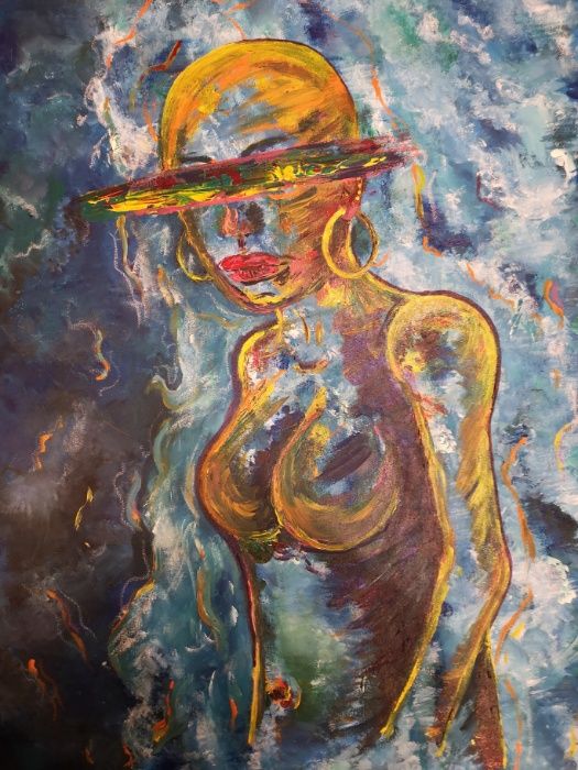 obraz malowany, 60 x 80, kobieta, abstrakcja