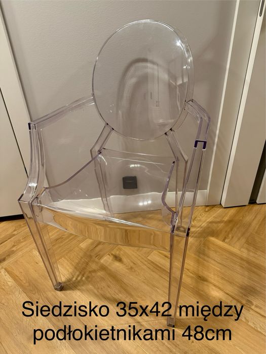 Krzeslo transparentne z poliwęglanu z oparciami w super stanie