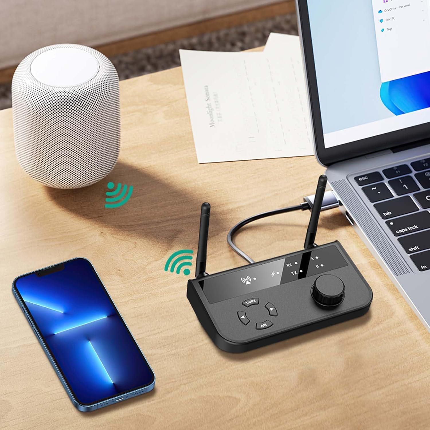 ORIA Adapter Bluetooth 5.3, odbiornik Bluetooth 2 w 1 z RCA AUX 3,5 mm