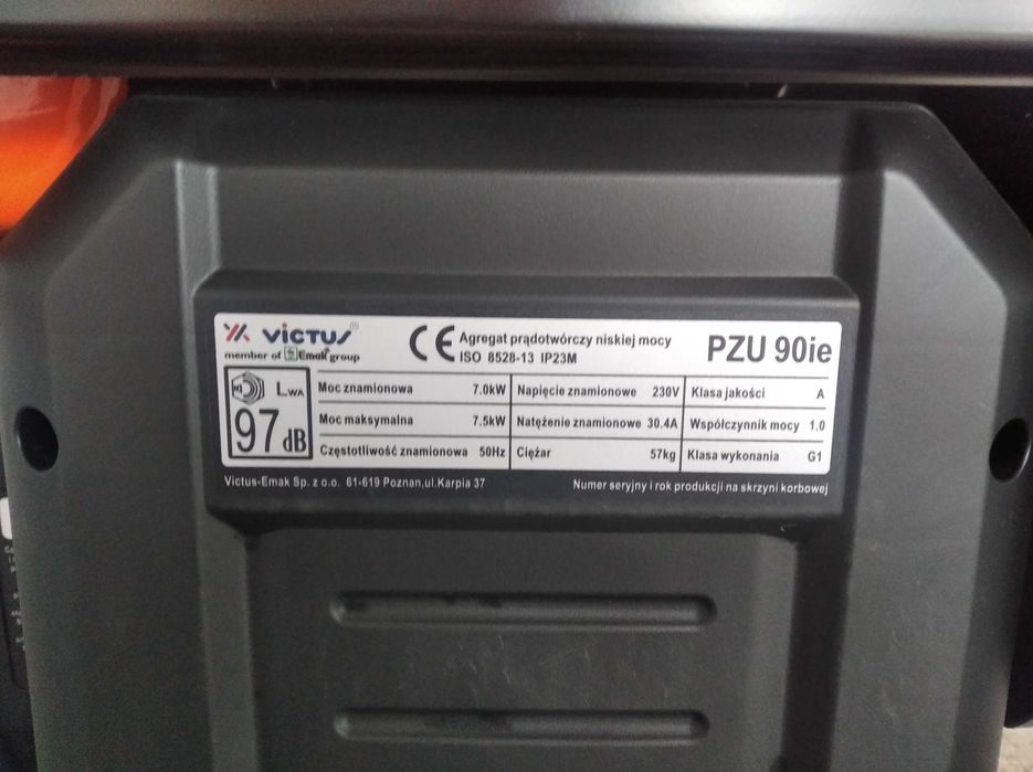 Agregat inwenterowy 230V Oleo-mac PZU 90ie 7,0 7,5 kw 5 godzin pracy