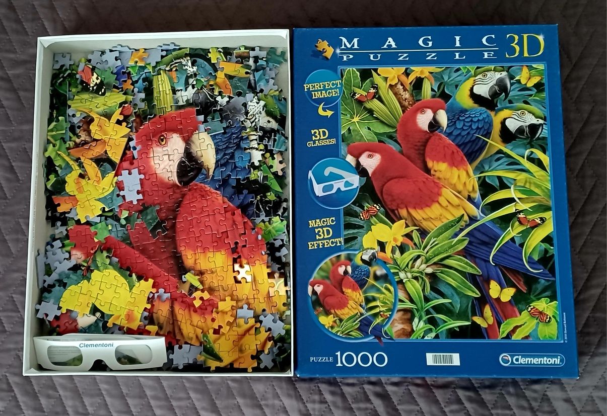 Papugi, puzzle 3D, 1000 elementów