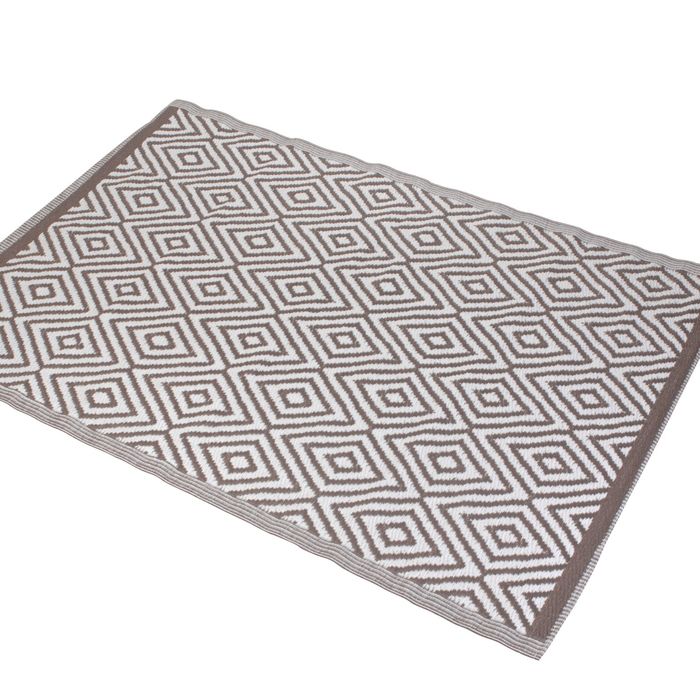 Dywan Zewnętrzny Tarasowy Dekoracyjny w Romby 150x210 cm Biało Brązowy