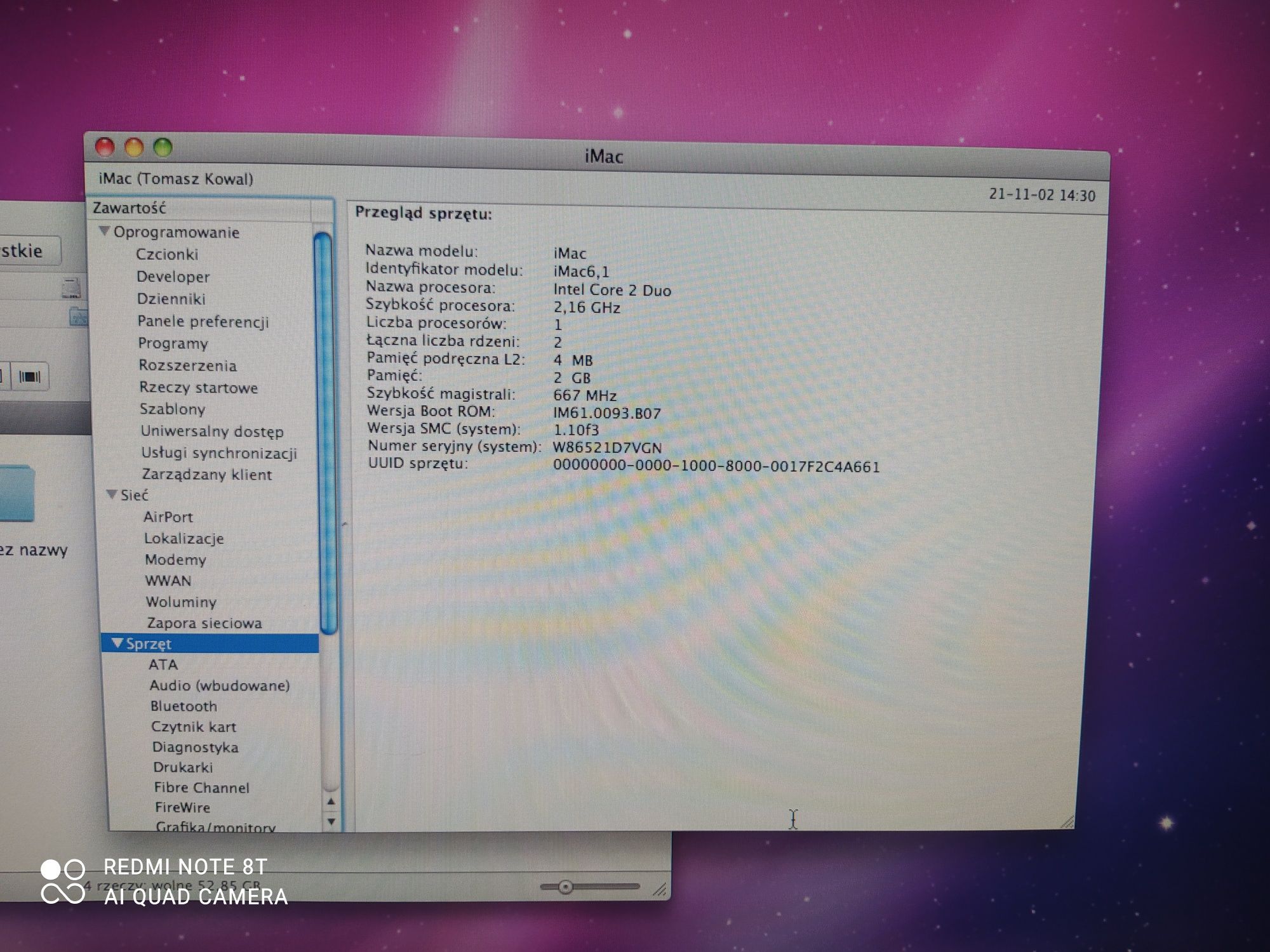 Imac 5.1 24 Cale, Dysk SSD 128GB