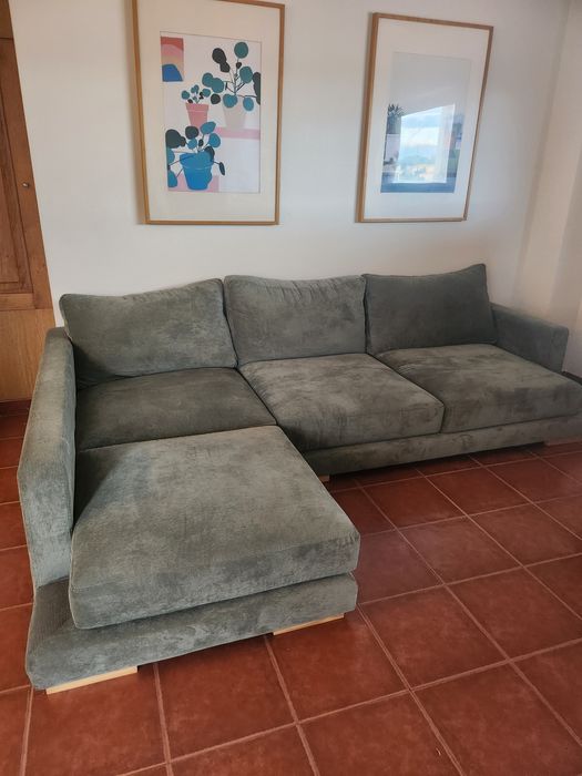 Sofa verde com chaise long banak luxor