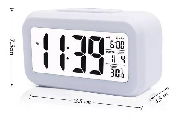 Электронные часы/будильник LED с умной подсветкой и термометром