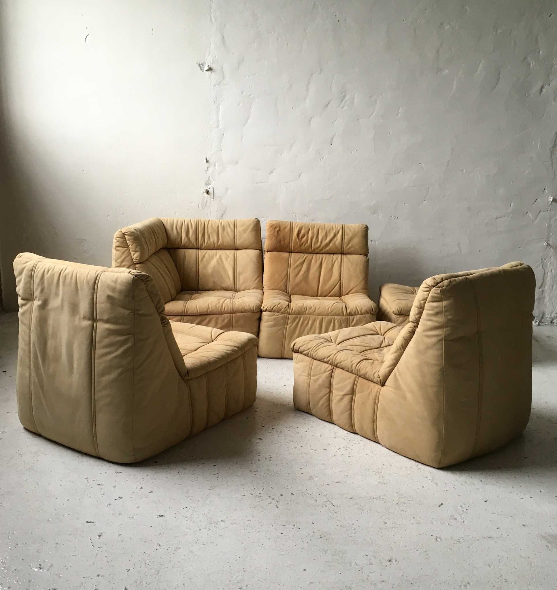 Rolf Benz sofa modułowa skóra nubuk lata 70 80 vintage design