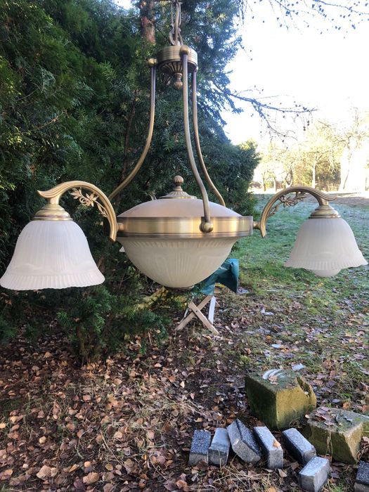 Żyrandol w stylu Ludwika XVI , mosiądz , szkło