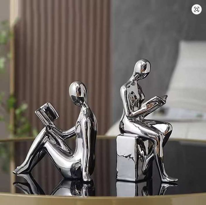 2 estatuetas modernas para livros — decoração de estantes ou mesa
