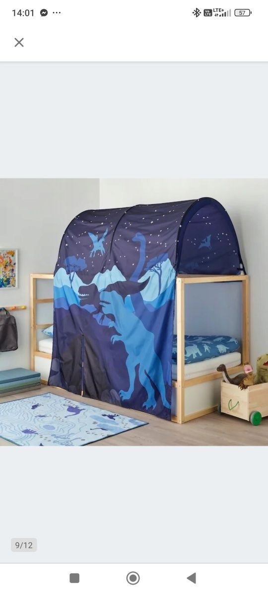 Łóżko Kura Ikea wraz z baldachimem