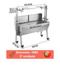 INOX Assador Grelhador de pernil porco no espeto c/ motor