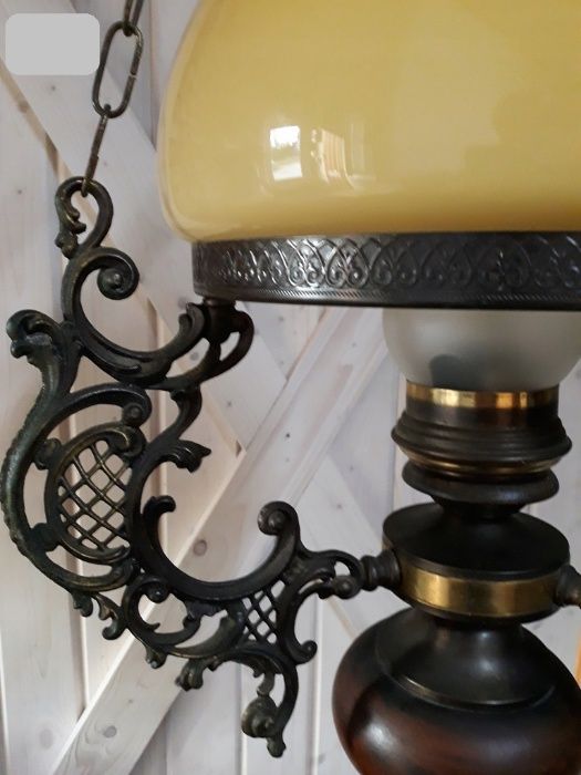 Stylowa LAMPA mosiężna dębowa STYL holenderski