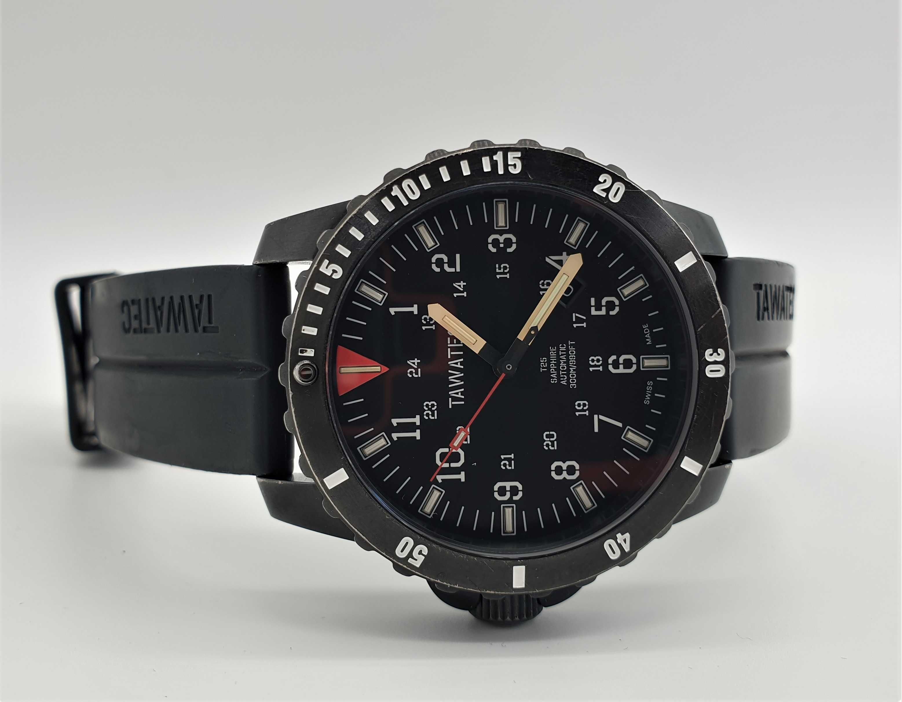 Чоловічий годинник часы Tawatec Black Titan Diver 300m Automatic TWT
